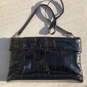 Italian black leather/eel purse